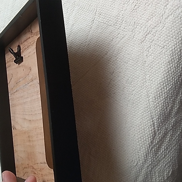 Wood & Leather Dad Sign w picture holder Brown & Black 7 7/8 x 7 7/8 inches - Picture 3 of 3